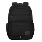 Vista de la mochila Targus Octave III en color negro, fabricada en poliéster, SKU: TBB653GL. Diseñada para transportar portátiles con comodidad y seguridad.