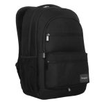 Vista de la mochila Targus Octave III en color negro, fabricada en poliéster, SKU: TBB653GL. Diseñada para transportar portátiles con comodidad y seguridad.
