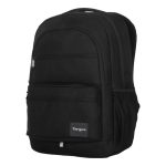 Vista de la mochila Targus Octave III en color negro, fabricada en poliéster, SKU: TBB653GL. Diseñada para transportar portátiles con comodidad y seguridad.