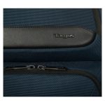 Mochila Targus HeritageLuxe para viajes en color azul, hecha de poliéster, SKU TBB65602GL