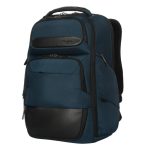 Mochila Targus HeritageLuxe para viajes en color azul, hecha de poliéster, SKU TBB65602GL