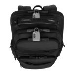 Mochila Targus HeritageLuxe de viaje en color negro, fabricada en poliéster, SKU TBB656GL