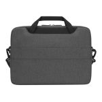 Maletín gris Targus Cypress EcoSmart para portátiles de 14 pulgadas. Modelo SKU TBS92602GL, fabricado parcialmente con materiales reciclados.