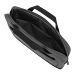 Maletín gris Targus Cypress EcoSmart para portátiles de 14 pulgadas. Modelo SKU TBS92602GL, fabricado parcialmente con materiales reciclados.