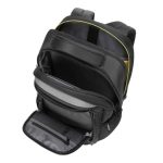 Targus Citygear mochila negra para portátil de 17.3 pulgadas, modelo TCG670GL, con compartimientos para accesorios.