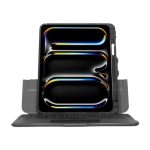 Vista frontal de la funda Targus VersaVu para tablet con teclado Bluetooth en español, color negro. SKU: THZ988ES