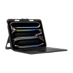 Vista frontal de la funda Targus VersaVu para tablet con teclado Bluetooth en español, color negro. SKU: THZ988ES