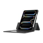 Vista frontal de la funda Targus VersaVu para tablet con teclado Bluetooth en español, color negro. SKU: THZ988ES