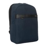 Mochila Targus EcoSmart para viajes, color marina, hecha de materiales reciclados. SKU: TSB96002GL.
