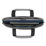 Maletín para portátil Targus de 15.6 pulgadas en color gris, modelo TSS960GL, con compartimentos y diseño estilizado.