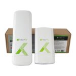 Imagen del punto de acceso inalámbrico Techly I-WL-CPE120 en color blanco, soporte para 300 Mbit/s y energía sobre Ethernet (PoE). SKU: I-WL-CPE120.