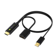 Techly ICOC HDMI-DP12A60, adaptador de cable de vídeo HDMI tipo A (Estándar) a DisplayPort, color negro, SKU ICOC HDMI-DP12A60