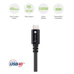 Cable Techly ICOC MUSB40-CMCM08, USB4 Gen 3x2, longitud 0.8 metros, conectores USB-C, color negro, SKU ICOC MUSB40-CMCM08
