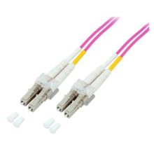 Cable de fibra óptica Techly LC M-M de 10 metros, color fucsia, SKU ILWLD5-LCLC-100/OM4, ideal para conexión en centros de datos.