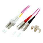 Cable de fibra óptica Techly SC-LC, 15 metros, color fucsia, SKU ILWL D5-SCLC-150/OM4. Ideal para conexiones de red en centros de datos.