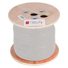Techly ITP-C6A-FLS305 cable de red gris de 305 metros categoría 6a con blindaje S/FTP, ideal para alta velocidad y conexiones estables