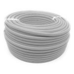 Vista del cable de red Techly ITP6-UTP-IC-100H de 100 metros, categoría 6 U/UTP, en color gris.