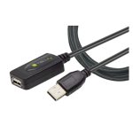 Techly IUSB-REP220TY3 cable USB 2.0 de 20 metros con conector USB A, color negro, ideal para conexión de periféricos.