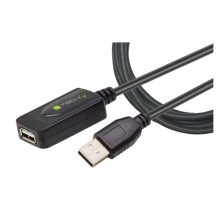 Techly IUSB-REP220TY3 cable USB 2.0 de 20 metros con conector USB A, color negro, ideal para conexión de periféricos.