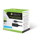 Techly IUSB-REP220TY3 cable USB 2.0 de 20 metros con conector USB A, color negro, ideal para conexión de periféricos.