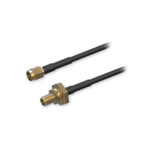 Imagen del cable coaxial Teltonika PR2VM20M de 2 metros con conectores SMA en color negro