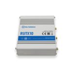 Router inalámbrico Teltonika RUTX10 de doble banda 2.4 GHz y 5 GHz, gigabit ethernet, en color gris. SKU: RUTX10000000