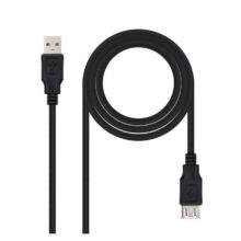 Nanocable Cable USB 2.0 Tipo A macho a A hembra en color negro con longitud de 1.8 metros, SKU 10.01.0203-BK