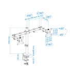 Soporte de mesa giratorio e inclinable TooQ para dos pantallas de 13 a 32 pulgadas, color negro. SKU: DB1232TN-B