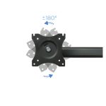 Vista de un soporte de mesa TooQ para 3 pantallas de 13 a 27 pulgadas, modelo DB1327TN-B