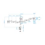 Vista de un soporte de mesa TooQ para 3 pantallas de 13 a 27 pulgadas, modelo DB1327TN-B