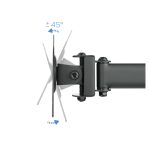 Vista de un soporte de mesa TooQ para 3 pantallas de 13 a 27 pulgadas, modelo DB1327TN-B