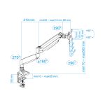 Imagen del soporte de mesa TooQ, modelo DB3032TNR-S, giratorio e inclinable para pantallas de 13 a 32 pulgadas. En color plata.