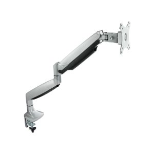 Imagen del soporte de mesa TooQ, modelo DB3032TNR-S, giratorio e inclinable para pantallas de 13 a 32 pulgadas. En color plata.