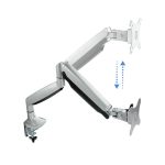 Imagen del soporte de mesa TooQ, modelo DB3032TNR-S, giratorio e inclinable para pantallas de 13 a 32 pulgadas. En color plata.