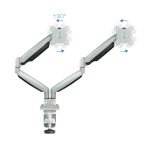 Soporte de Mesa Giratorio e Inclinable TooQ para 2 pantallas de 13 a 32 pulgadas, modelo DB3132TNR-S, color plata, dos brazos