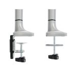 Soporte de Mesa Giratorio e Inclinable TooQ para 2 pantallas de 13 a 32 pulgadas, modelo DB3132TNR-S, color plata, dos brazos