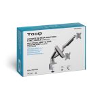 Soporte de Mesa Giratorio e Inclinable TooQ para 2 pantallas de 13 a 32 pulgadas, modelo DB3132TNR-S, color plata, dos brazos