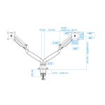 Soporte de Mesa Giratorio e Inclinable TooQ para 2 pantallas de 13 a 32 pulgadas, modelo DB3132TNR-S, color plata, dos brazos