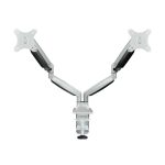 Soporte de Mesa Giratorio e Inclinable TooQ para 2 pantallas de 13 a 32 pulgadas, modelo DB3132TNR-S, color plata, dos brazos