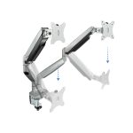 Soporte de Mesa Giratorio e Inclinable TooQ para 2 pantallas de 13 a 32 pulgadas, modelo DB3132TNR-S, color plata, dos brazos