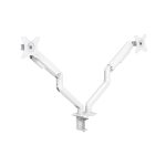 Soporte de escritorio blanco para monitor 32 pulgadas marca TooQ modelo DB4132TNR-W, permiten mejor visualización y ajuste de altura