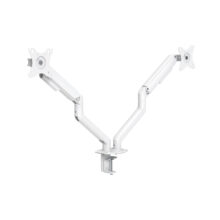 Soporte de escritorio blanco para monitor 32 pulgadas marca TooQ modelo DB4132TNR-W, permiten mejor visualización y ajuste de altura