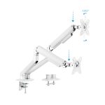 Soporte de escritorio blanco para monitor 32 pulgadas marca TooQ modelo DB4132TNR-W, permiten mejor visualización y ajuste de altura