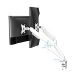 Soporte de escritorio blanco para monitor 32 pulgadas marca TooQ modelo DB4132TNR-W, permiten mejor visualización y ajuste de altura