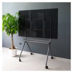 Soporte de suelo marca TooQ modelo iSTAND en color gris para pantallas de 50 a 86 pulgadas con ruedas, SKU FS20205M-B