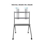 Soporte de suelo marca TooQ modelo iSTAND en color gris para pantallas de 50 a 86 pulgadas con ruedas, SKU FS20205M-B