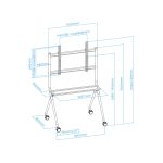 Soporte de suelo marca TooQ modelo iSTAND en color gris para pantallas de 50 a 86 pulgadas con ruedas, SKU FS20205M-B