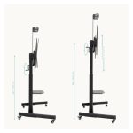 Soporte TooQ 'AQUILES' de suelo con ruedas y regulación de altura para pantallas de 60 a 100 pulgadas, negro, SKU FS20406HM-B