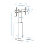 Soporte de suelo modelo Mirror de la marca TooQ, compatible con pantallas de 32 a 85 pulgadas, en color negro, SKU FS2288M-B.