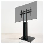 Soporte de suelo modelo Mirror de la marca TooQ, compatible con pantallas de 32 a 85 pulgadas, en color negro, SKU FS2288M-B.